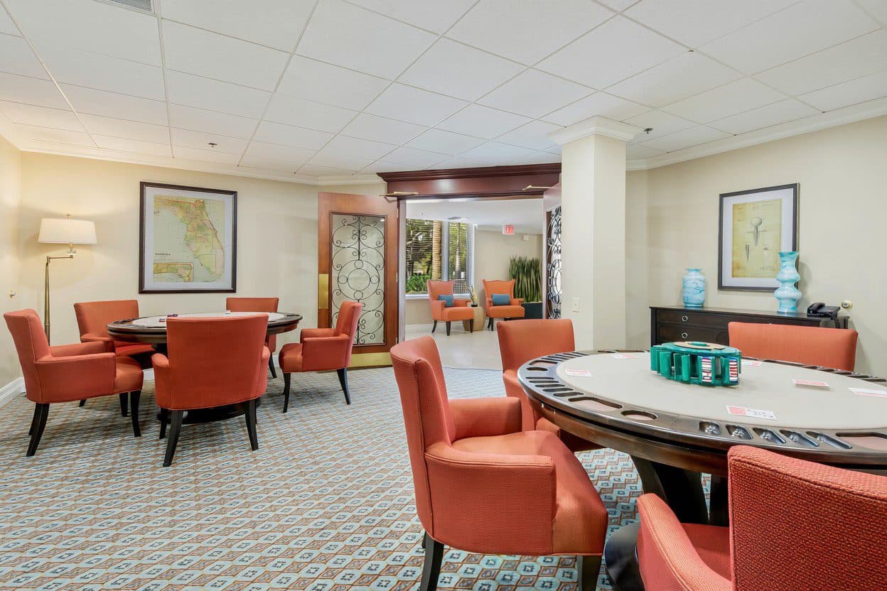 Card room with game tables
